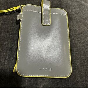 NEW Lodis grey and yellow leather coin purse
